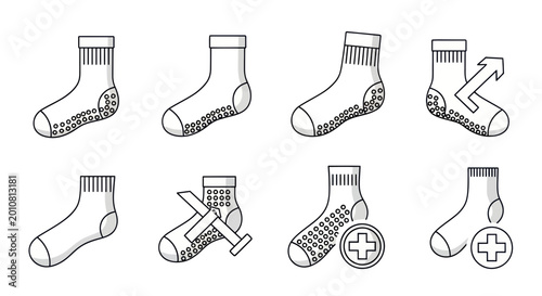 Grip Socks Icons Set: Comfort, Safety, and Health Benefits
