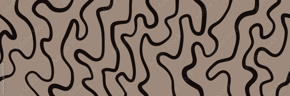 Obraz premium Beige background with dense black organic wavy topographic lines. Sophisticated minimalist pattern ideal for luxury branding, fashion, packaging and modern design projects