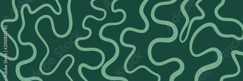 Photos Dark emerald green background with light green organic wavy topographic pattern