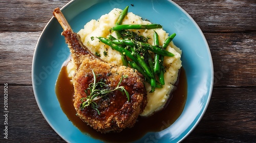 Premium Grilled Lamb Chops with Mashed Potatoes / マッシュポテトとグリーンピースを添えた極上ラムチョップ