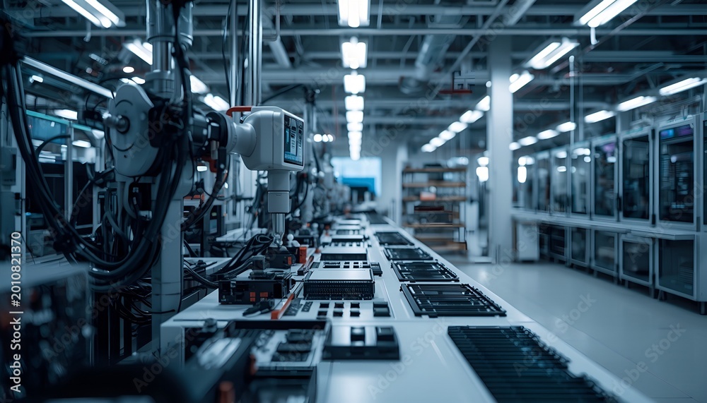 Fototapeta premium Smart Factory Electronics Assembly System