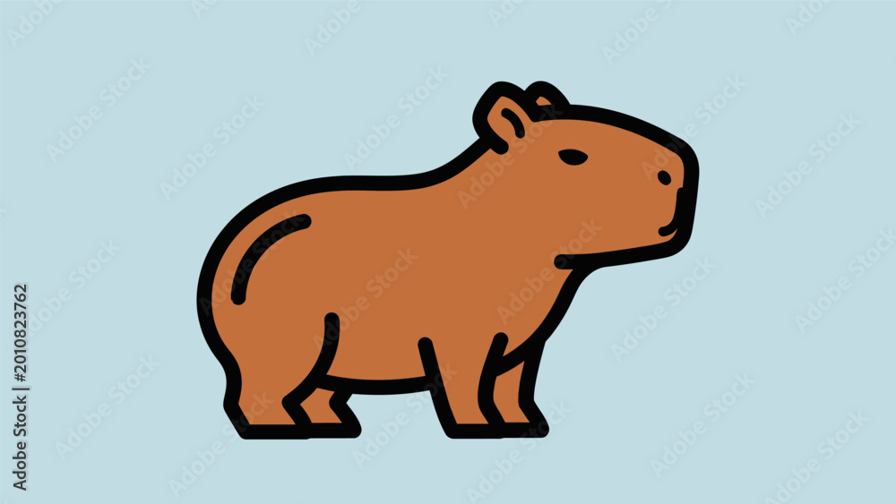 Obraz premium Cartoon Capybara Illustration Simple Design.