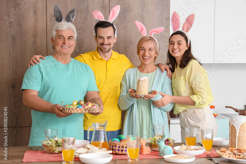 Happy family with bunny ear...