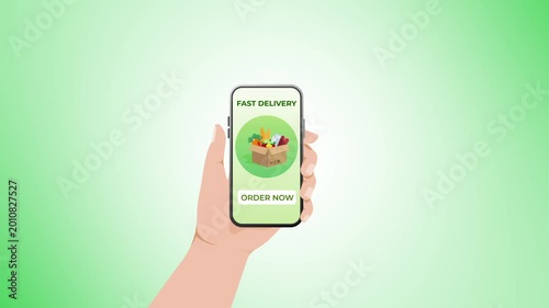 Animated Hand Holding Smartphone With Online Delivery HD On Alpha