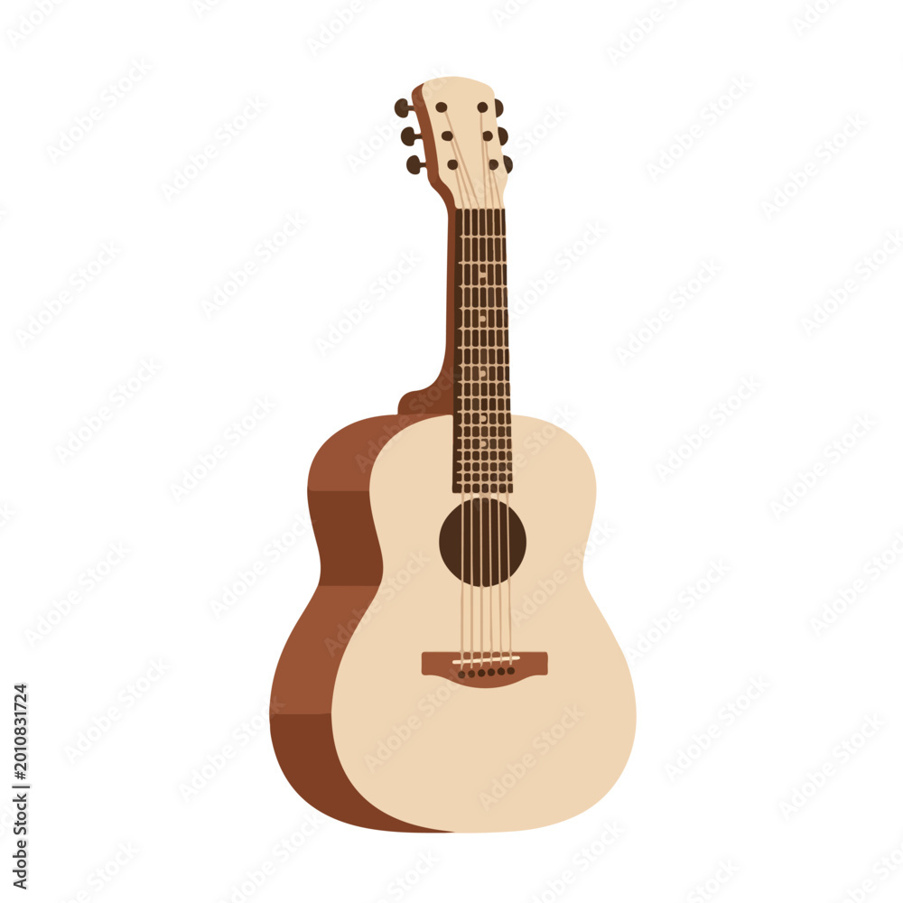Obraz premium Fascinating Thickset Wooden Acoustic Guitar Vector