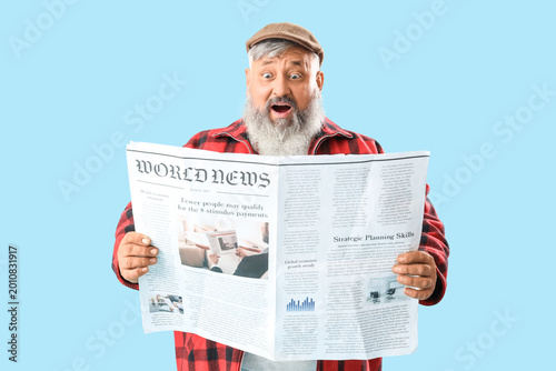 Mature shocked man with new...