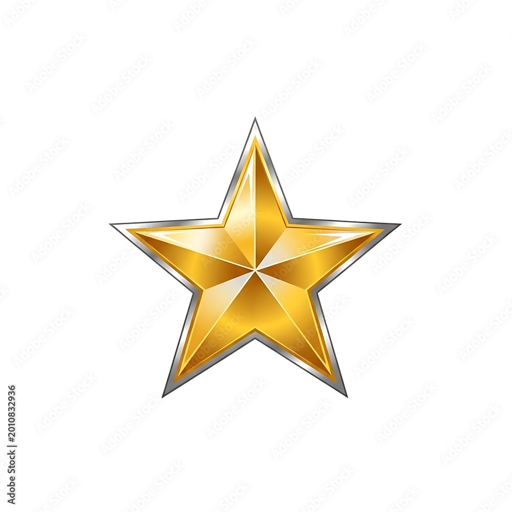 Obraz premium Elegant Golden Star with Silver Lining on White Background