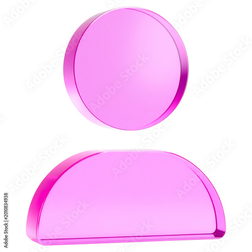 Soft pink 3d person icon for customer profile pages and social networking applications representing user account management and digital contact interface design elements