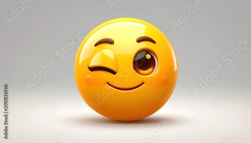 Winking Yellow Emoji with a Playful Expression.