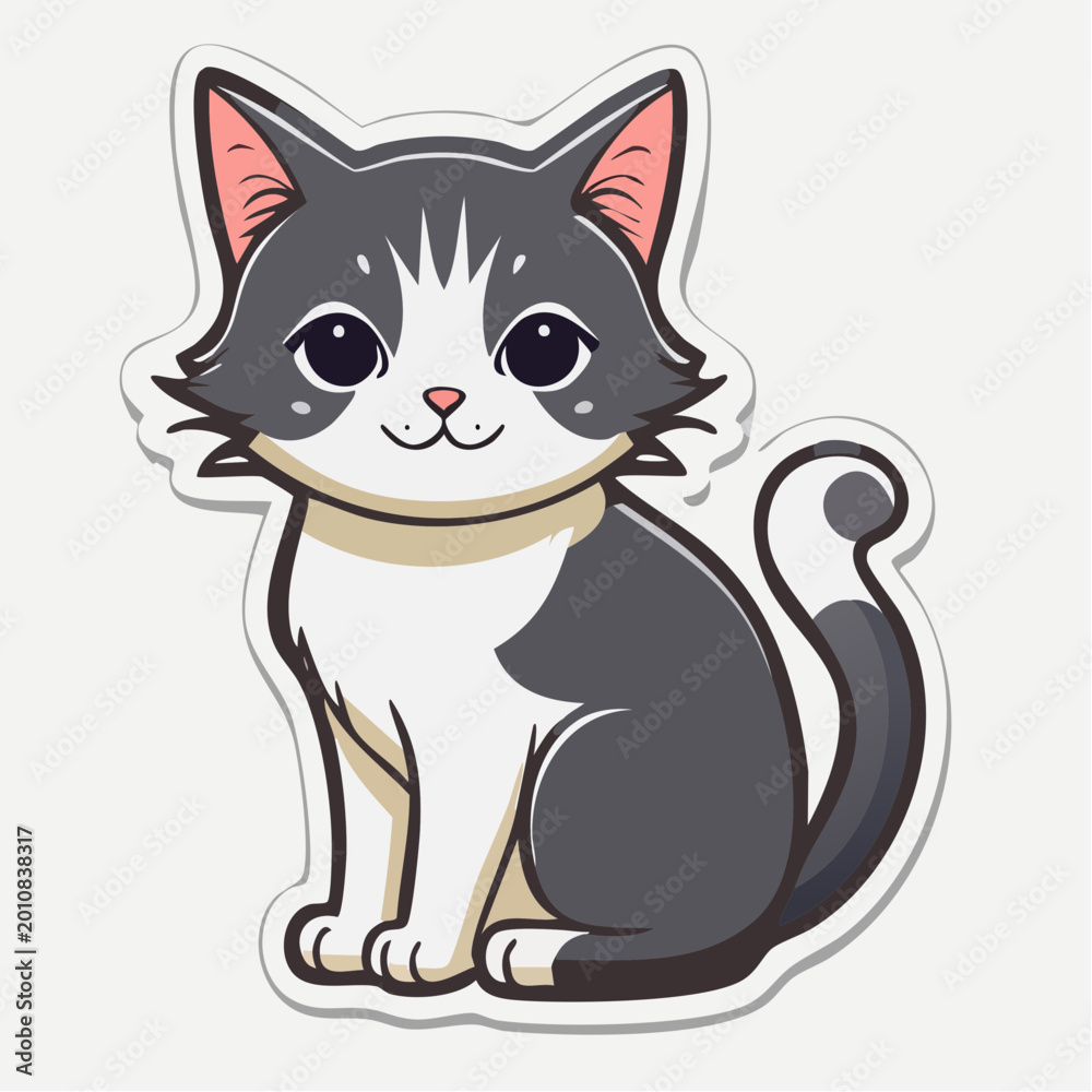 Obraz premium Cute Cartoon Cat Sticker