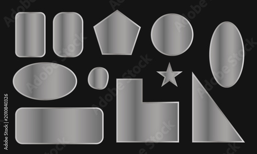 Silver Metallic Geometric Shapes Elements Collection