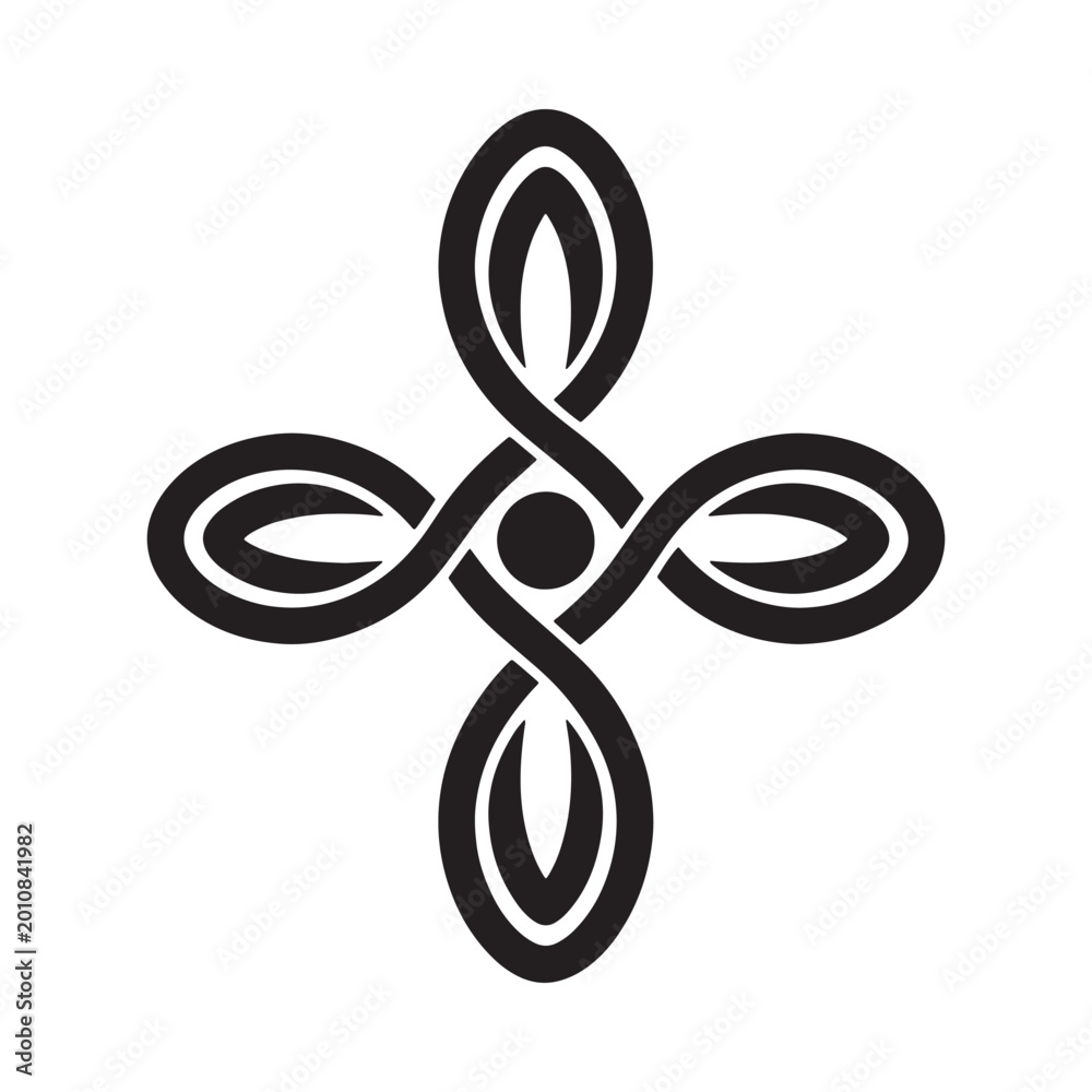 Obraz premium abstract knotwork design black silhouette on white background
