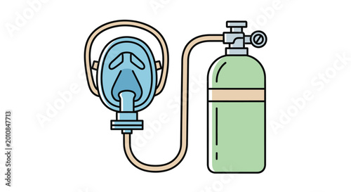 Fotografie Oxygen Tank and Breathing Mask.