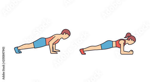 Canvastavla Man and woman doing push ups.