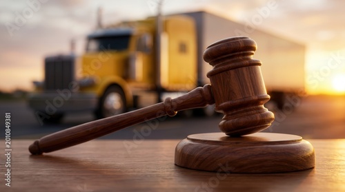 A wooden judge gavel symbolising a truck accident legal claim and liability.