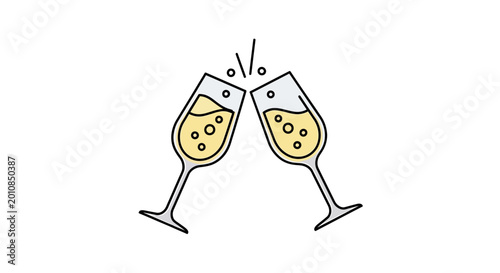 Tableau sur toile Two Glasses of Champagne Toasting.