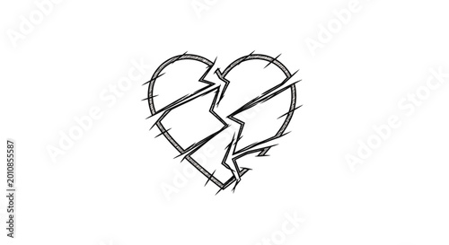 Schilderij op canvas Broken Heart Symbol Alone.