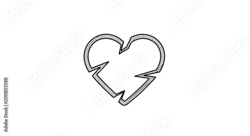 Foto Broken Heart Line Drawing Symbol.