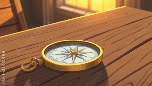 compass on wood
