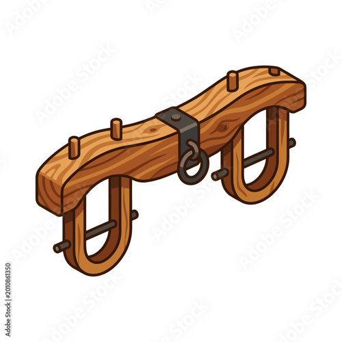 Wooden Ox Yoke Isometric Vector Illustration Farm Tool