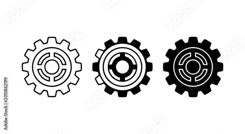 Gear Icon Set Black And White Vector Design