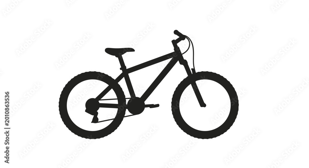 Fototapeta premium Mountain Bike Silhouette - Black Icon on White Background
