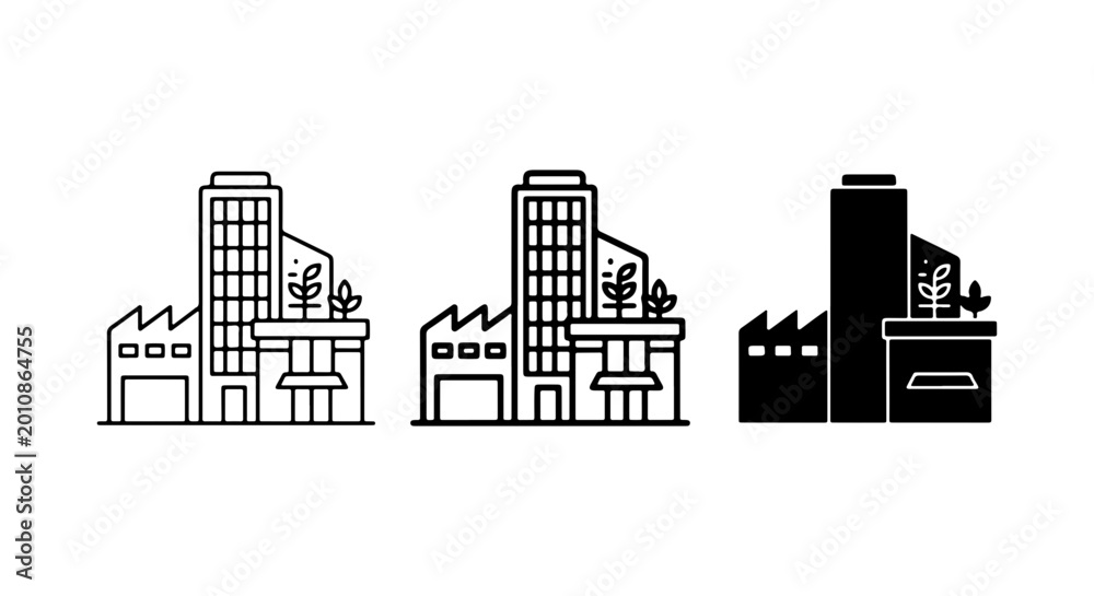 Obraz premium Cityscape Line Art Icon Pack