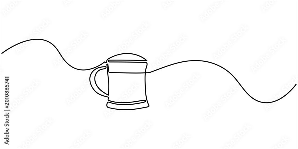 Obraz premium One Line Vector Illustration Of Morning Tea Cup