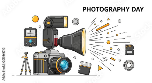 Fotografie Photography equipment and accessories illustration for Photography Day