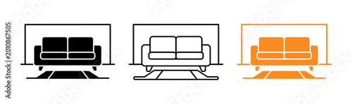 Tableau sur toile Modern swivel armchair icons in three styles