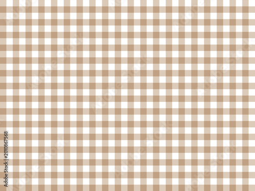Beige gingham check pattern vector background. Seamless fabric style texture.