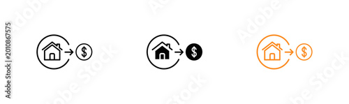 Schilderij op canvas House to money icons