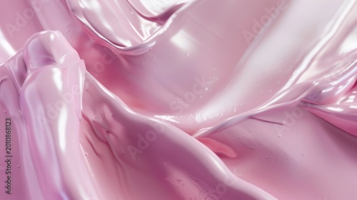 Abstract Glossy Pastel Pink Fluid Waves Background with Pearlescent Shine