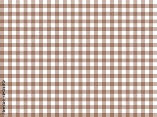 Brown gingham check pattern vector background. Seamless fabric style texture.