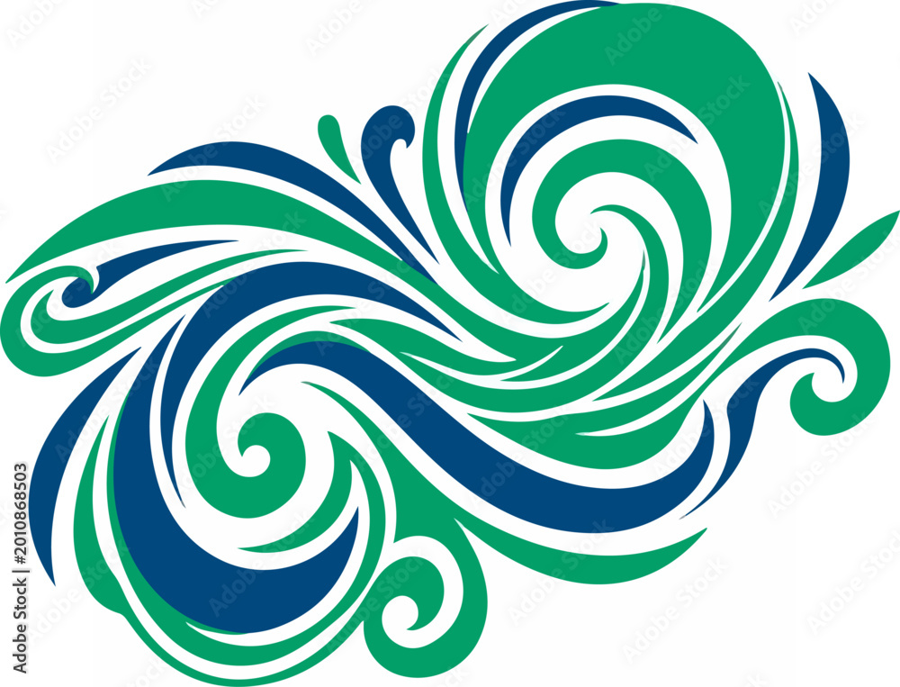 Fototapeta premium Abstract Swirl Pattern with Blue and Green Waves.