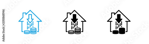 Quadro su tela Real estate investment icon set property value increase depreciation and financi