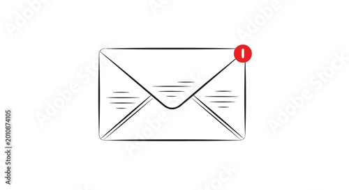 Bilde på lerret Envelope with Notification Icon.