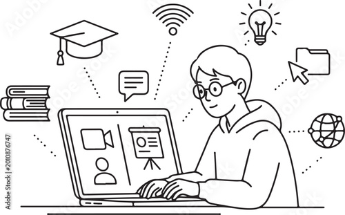Set of business, SEO, and logistics line icons