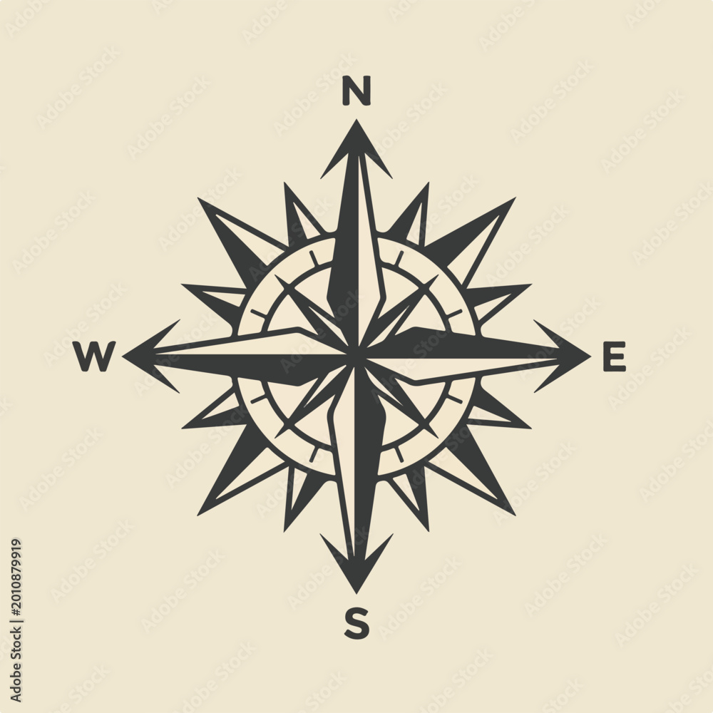 Obraz premium Vintage nautical compass rose vector illustration.