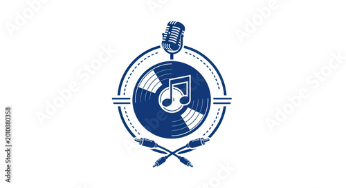 Foto Music note vinyl record microphone logo.