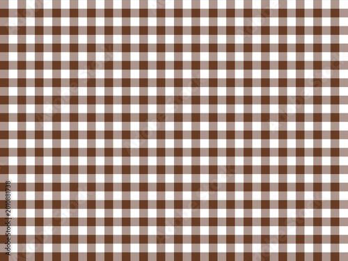 Brown gingham check pattern vector background. Seamless fabric style texture.
