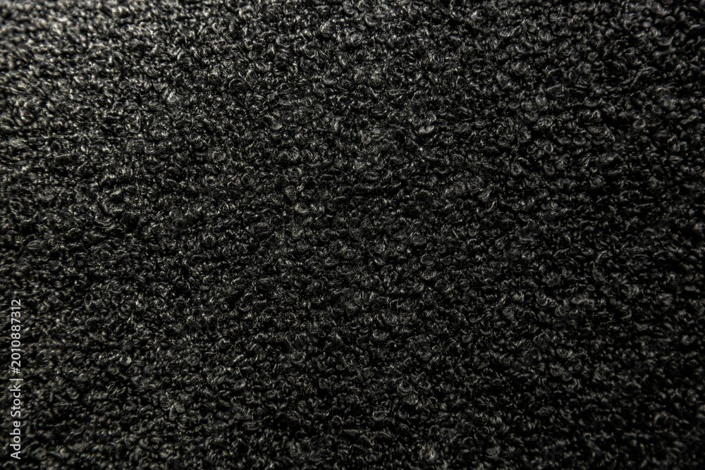 Fototapeta premium Black Boucle Fabric Texture Rough Surface