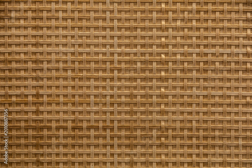 Billede på lærred Woven Bamboo Texture Background with Square Pattern