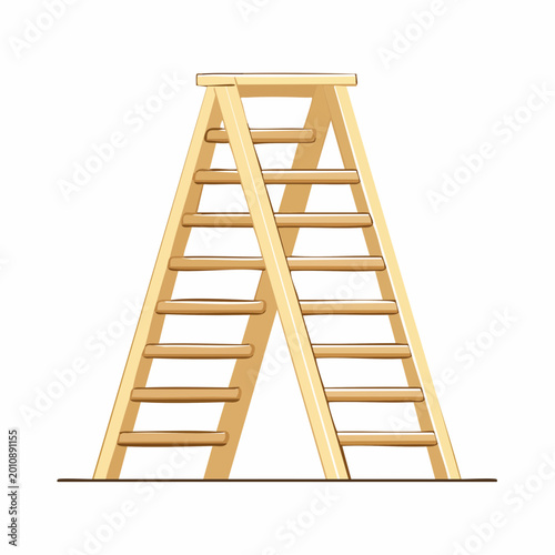 Wooden A-frame stepladder illustration