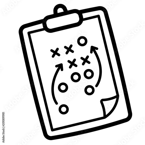 playbook clipboard football strategy play diagram coach doodle outline