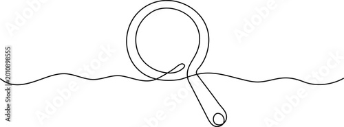 Obraz na plátně Continuous one line drawing of Magnifying glass, line art icon, simple vector gr