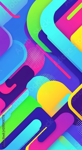 Vibrant Abstract Geometric Design with Bold Colors and Dynamic Shapes.