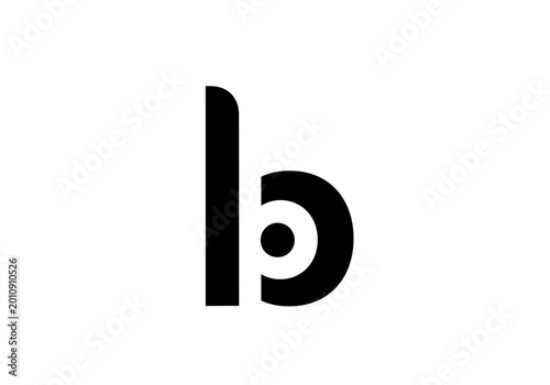 Schilderij op canvas Minimalist black lowercase letter b logo icon on white