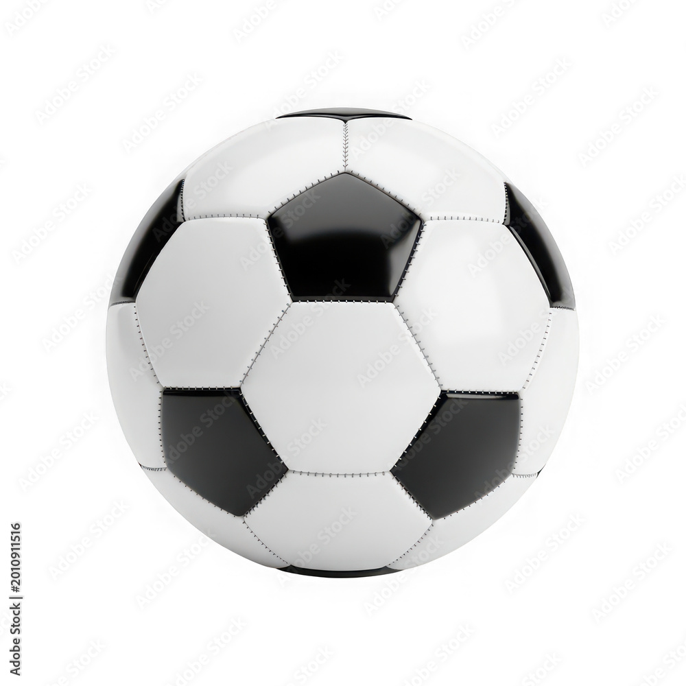 Fototapeta premium Black and white soccer ball isolated on plain background