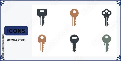 Tableau sur toile Collection of various keys in different colors and shapes for unlocking and secu